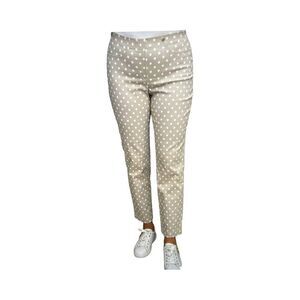 ROBELL BELLA 09 POLKA DOT SLIM CROPPED TROUSERS. BEIGE